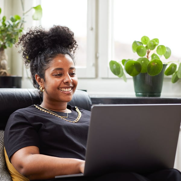 Woman working on a laptop